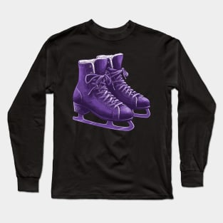 Violet Ice Skating Boots Long Sleeve T-Shirt